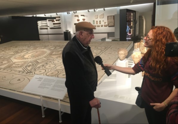 El mosaico hoy ocupa lugar preferente en el Museo de Málaga (2016) En la foto