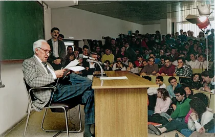 Severo Ochoa en la Facultad de Ciencias de la Universidad de Malaga