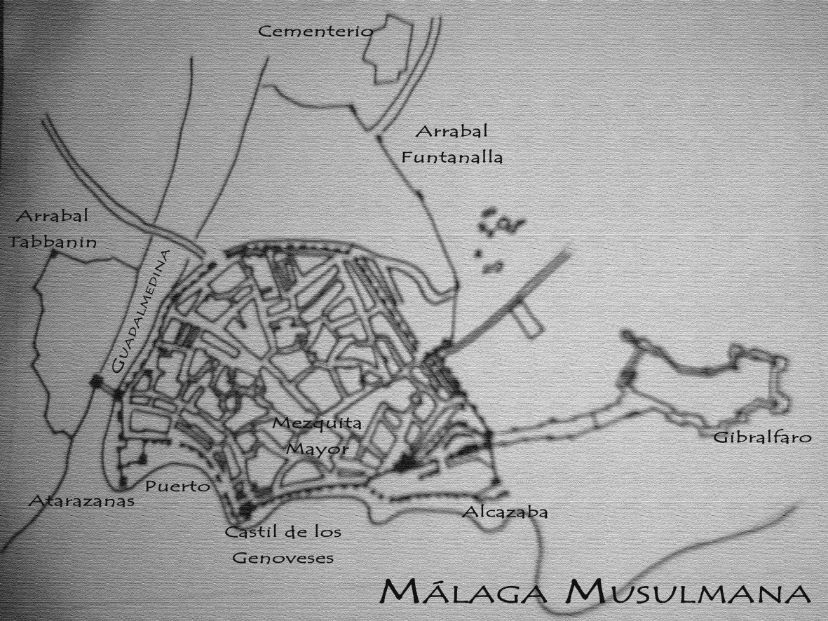 Ilustración de Málaga antes · mapas, fotos y dibujos
