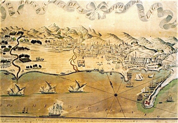 Ilustración de Málaga antes · mapas, fotos y dibujos