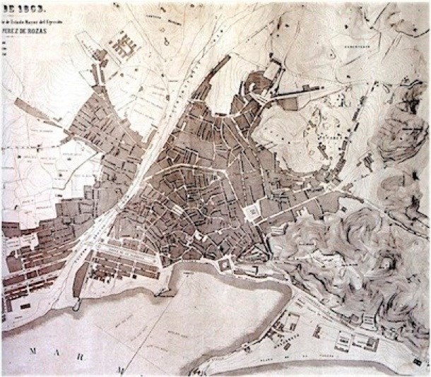 Ilustración de Málaga antes · mapas, fotos y dibujos